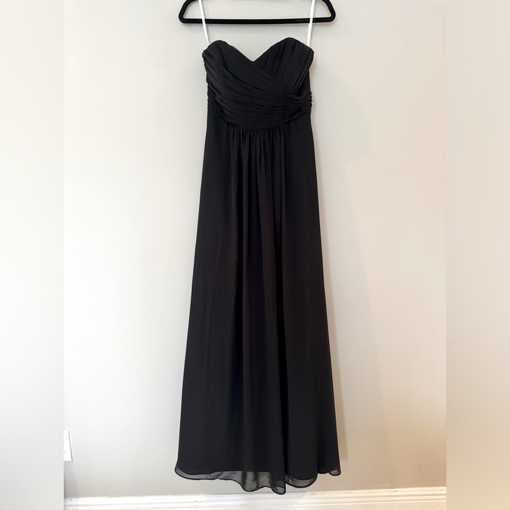 B2 Black Chffon Strapless Gown